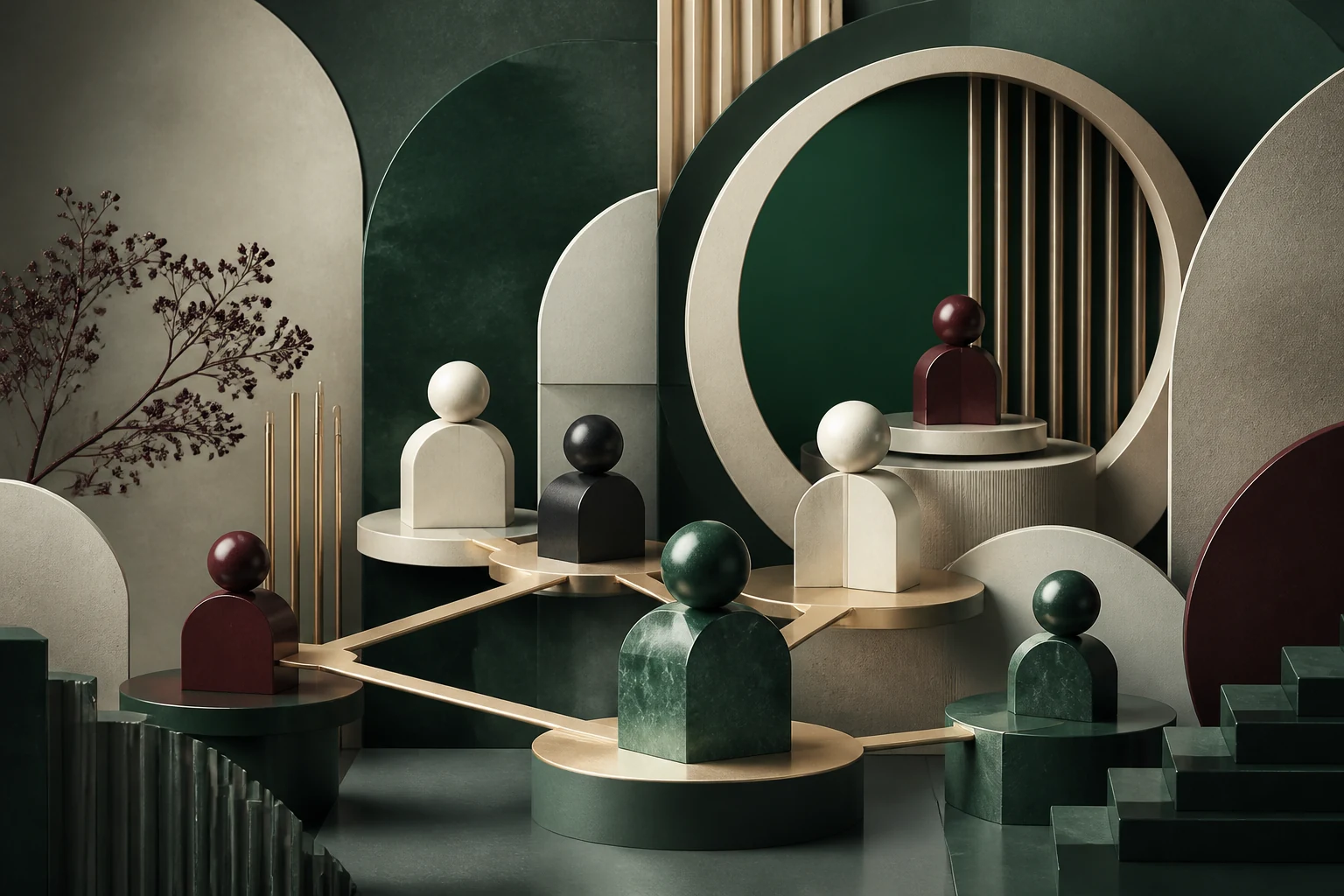 Abstract leadership network artwork